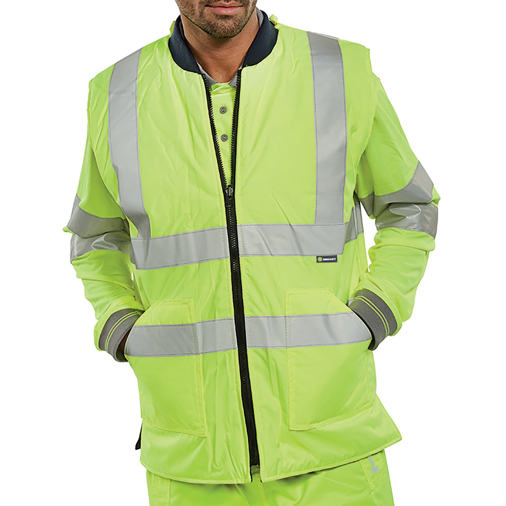 HI VIS BODYWARMER SYLW/NBLUE 2XL