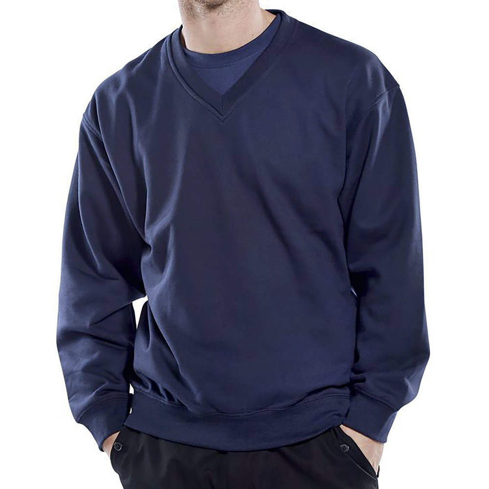 CLICK V-NECK SWEATSHIRT NAVY BLU 2XL