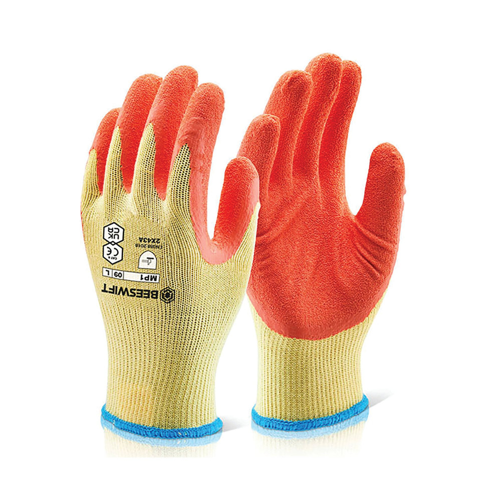 MPPS GLOVES LATEX PALM L ORG/YLW 1PR