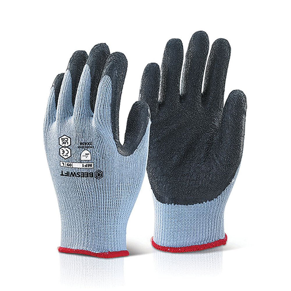 MPPS GLOVES LATEX PALM 1 PR BLK L