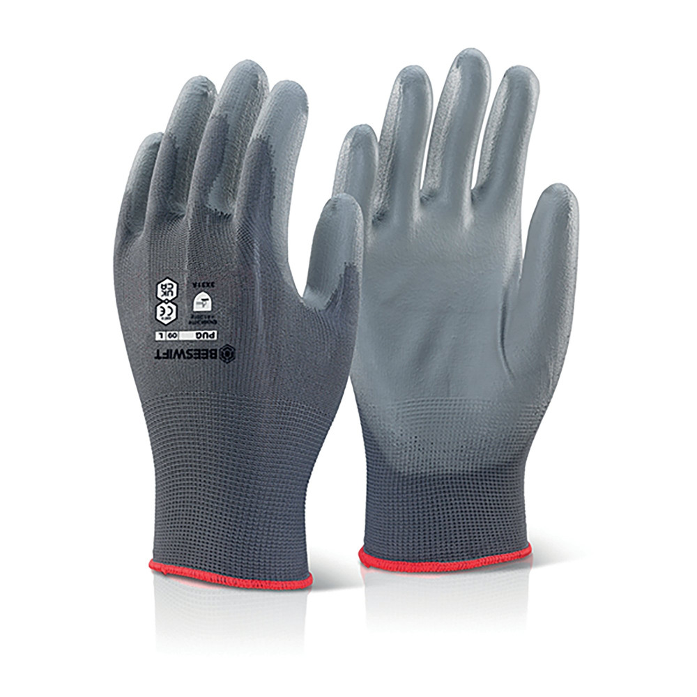 PU COATED GLOVES GREY L