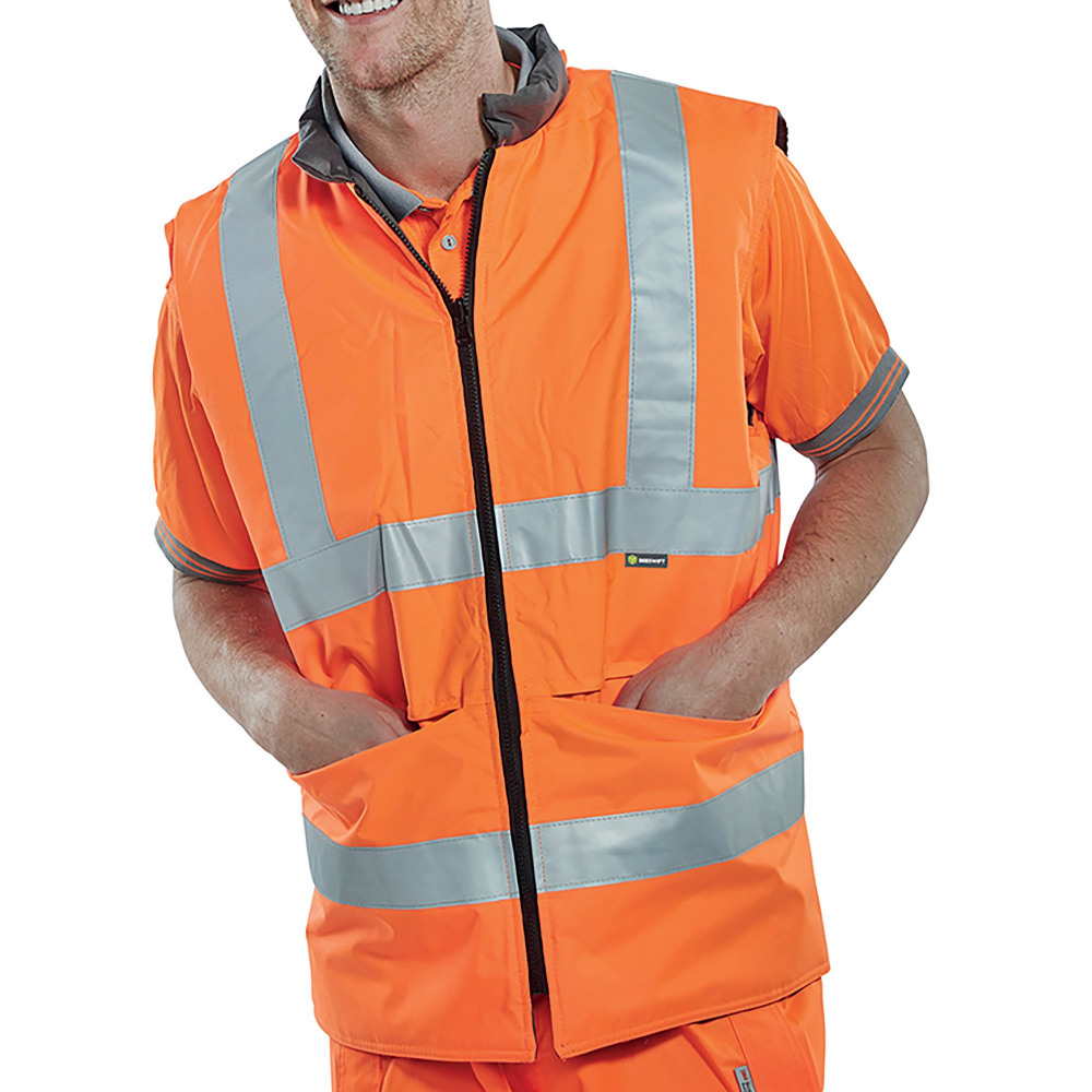 HI VIS BODYWARMER ORG/GREY 4XL