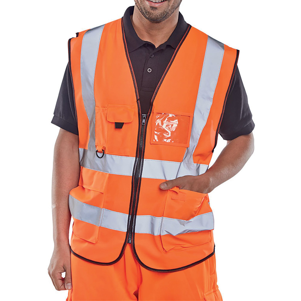 EXEC HI VIS WAISTCOAT ORANGE 2XL