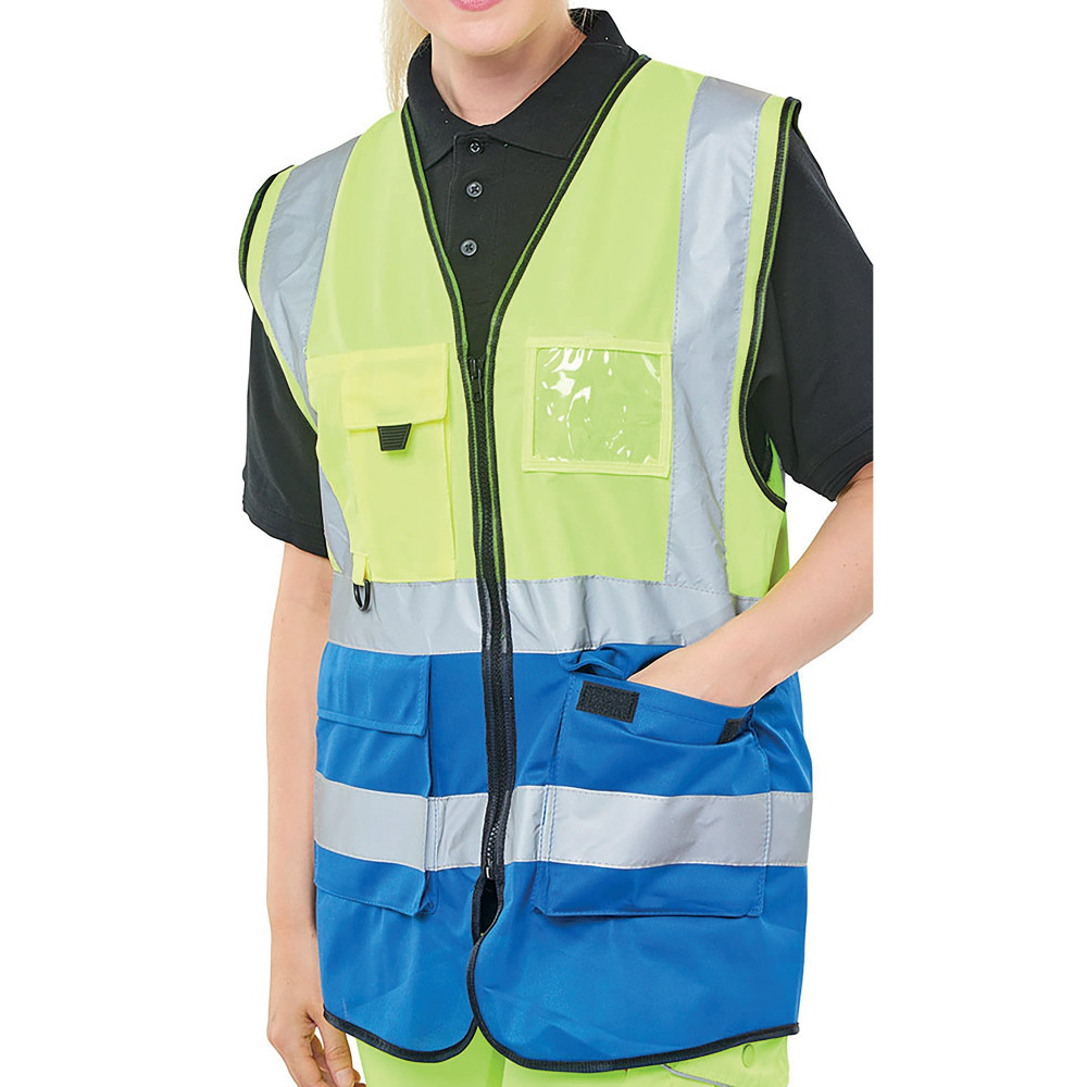 HI VIS EXEC WAISTCOAT SYLW/RBLUE 4XL