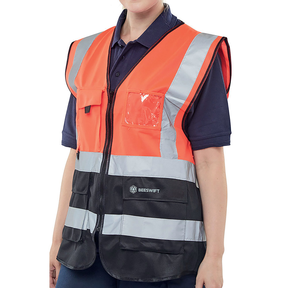 HI VIS EXEC WAISTCOAT RED/BLK 2XL
