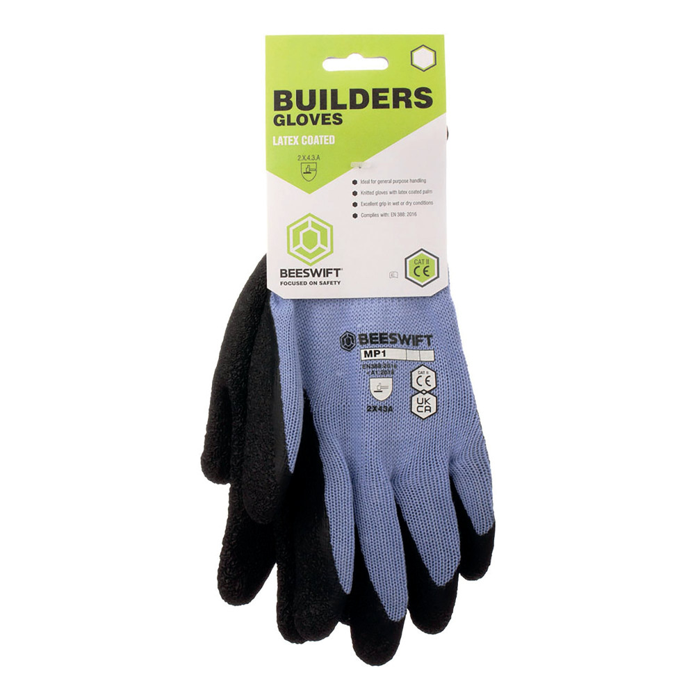BEESWIFT BUILDERS LATEX GLOVE 1PR XL