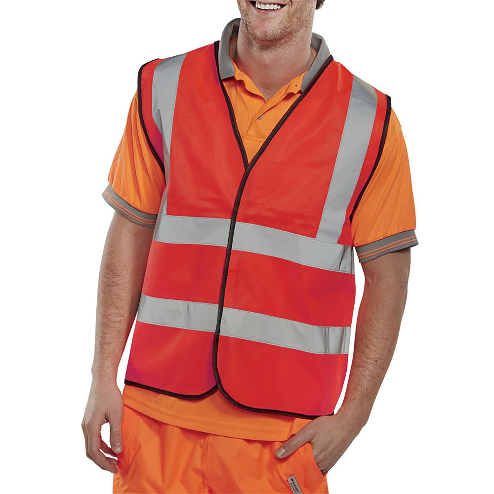 HI VIS WAISTCOAT APP G RED 2XL