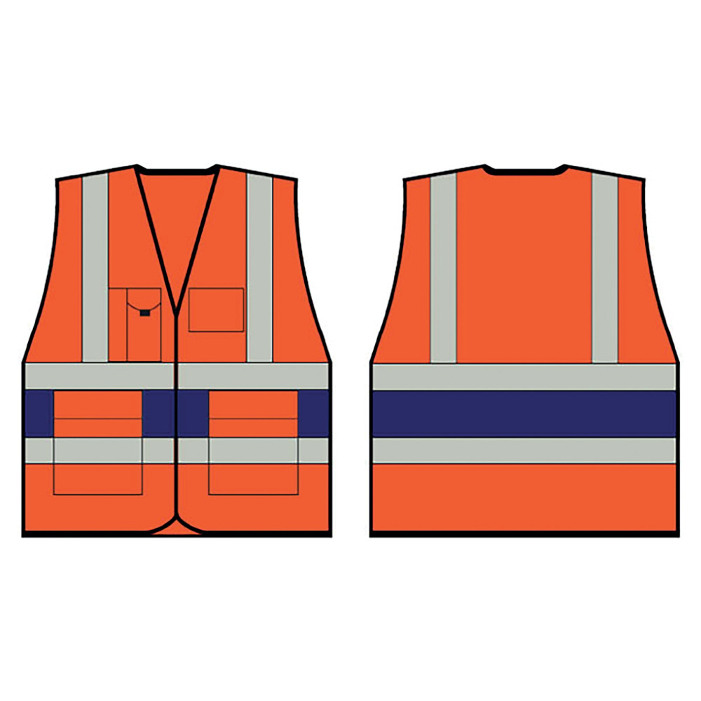 HI VIS EXEC VEST ORG/NBLUE BAND 3XL