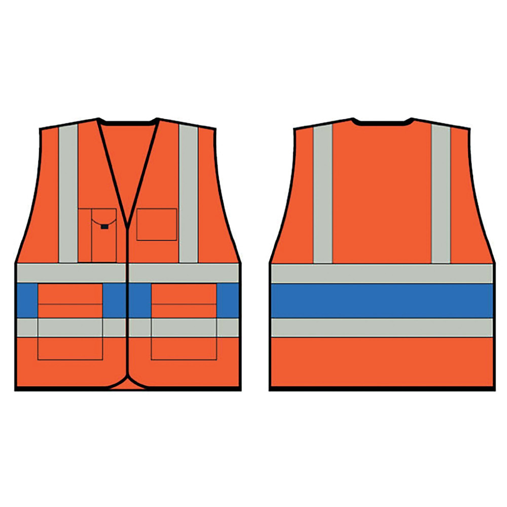 HI VIS EXEC VEST ORG/RBLUE BAND M