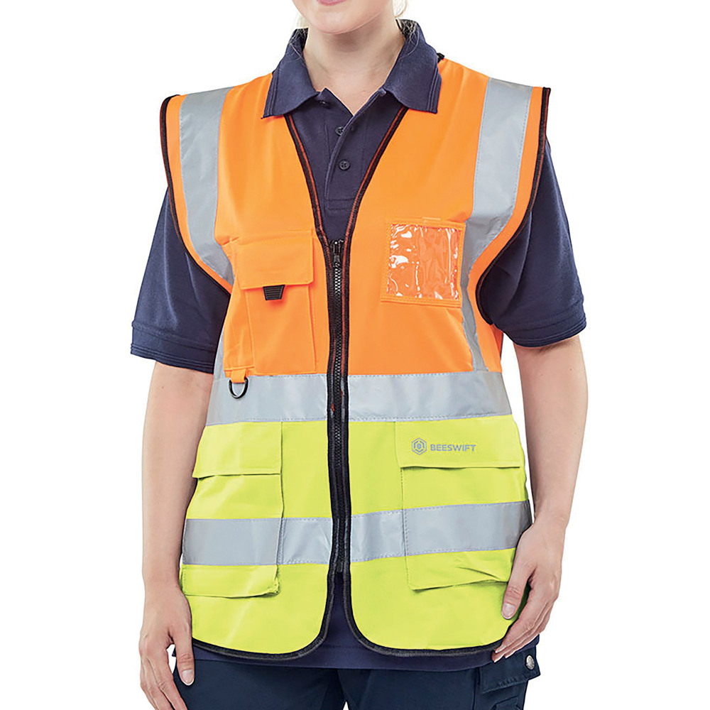 HI VIS EXEC WAISTCOAT ORG/SYLW 3XL