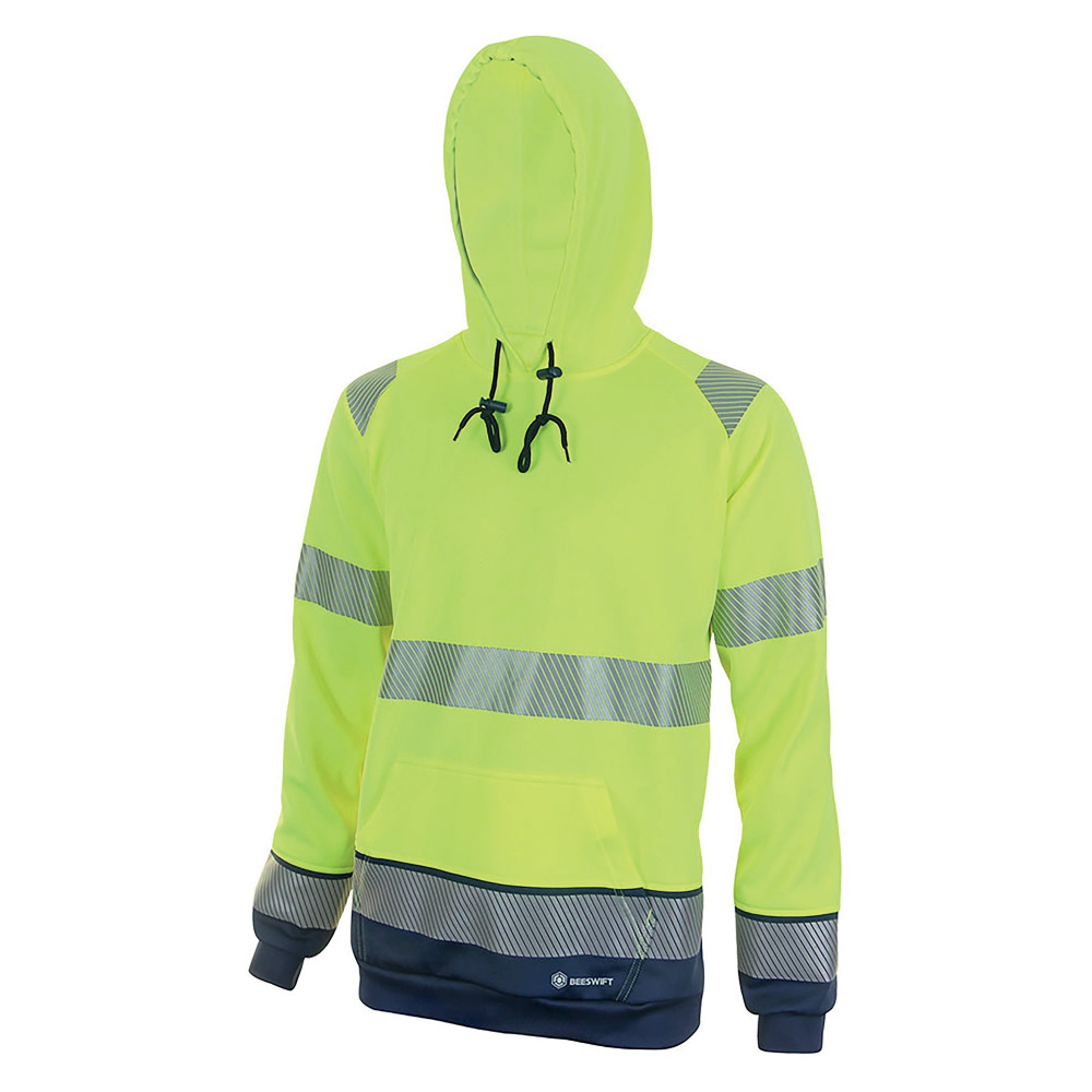HI VIS HOODY SYELLOW/NAVY BLUE L