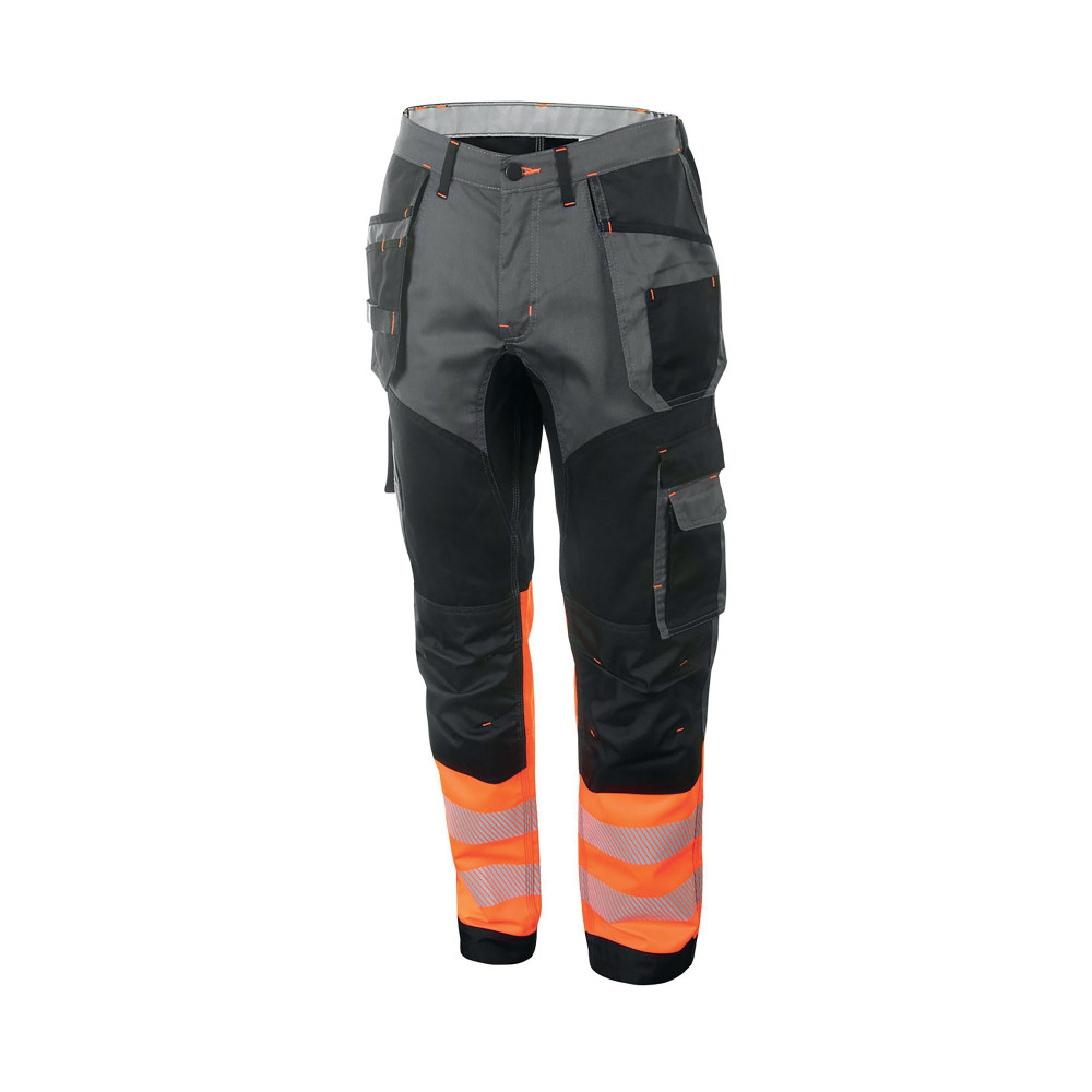 HI VIS 2TONE TROUSERS ORG/BLACK 28R