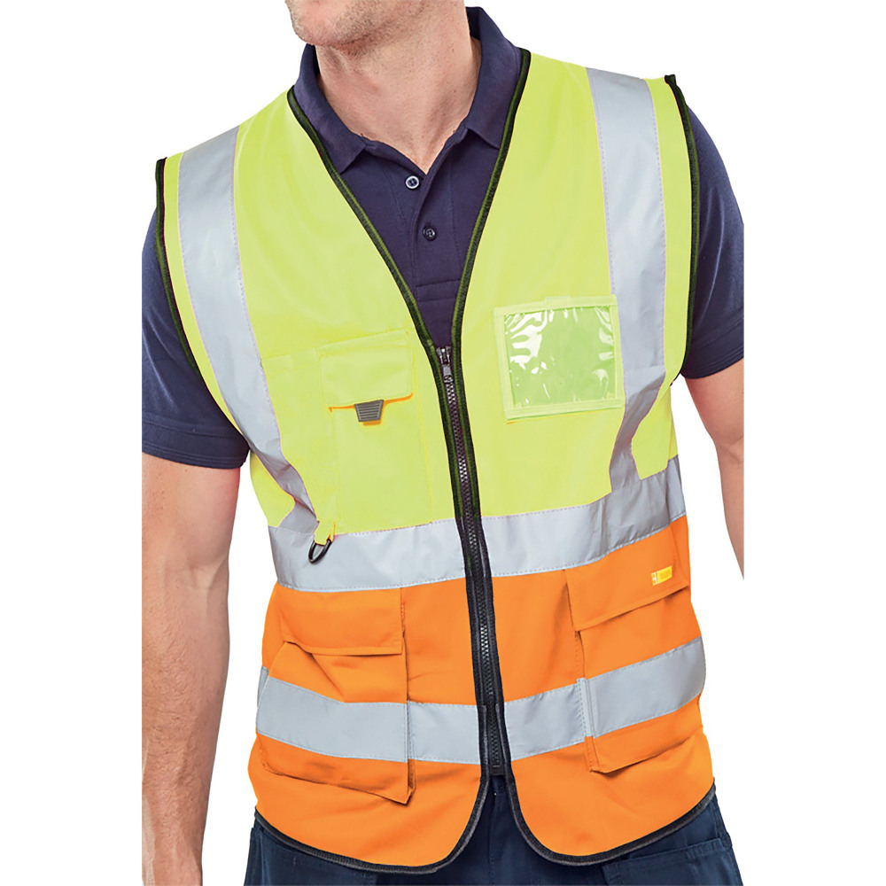 HI VIS EXEC WAISTCOAT SYLW/ORG L