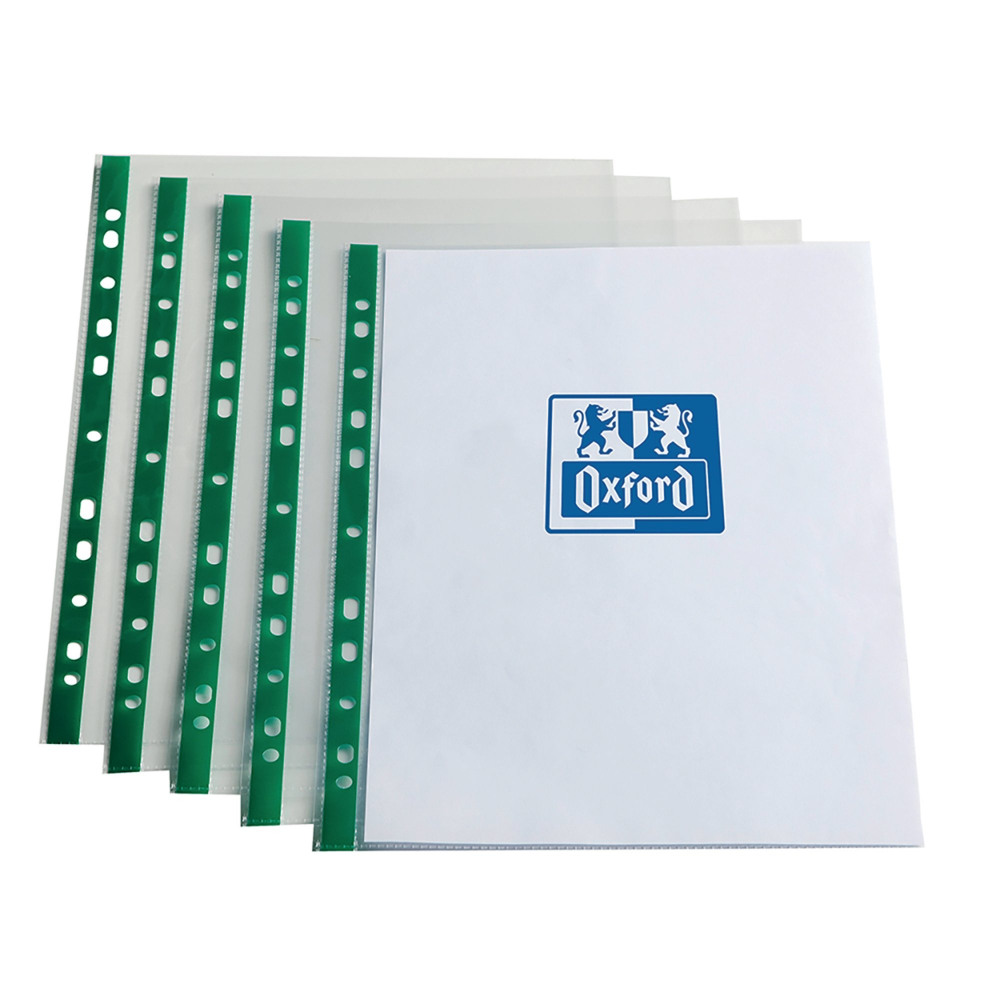 OXFORD A4 CLEAR PUNCH PKT GRN PK100
