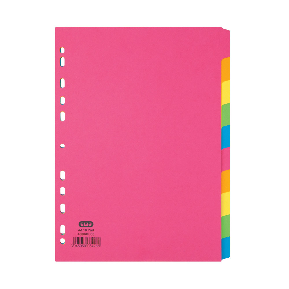 ELBA 10-PART DIVIDER MANILLA A4 AST