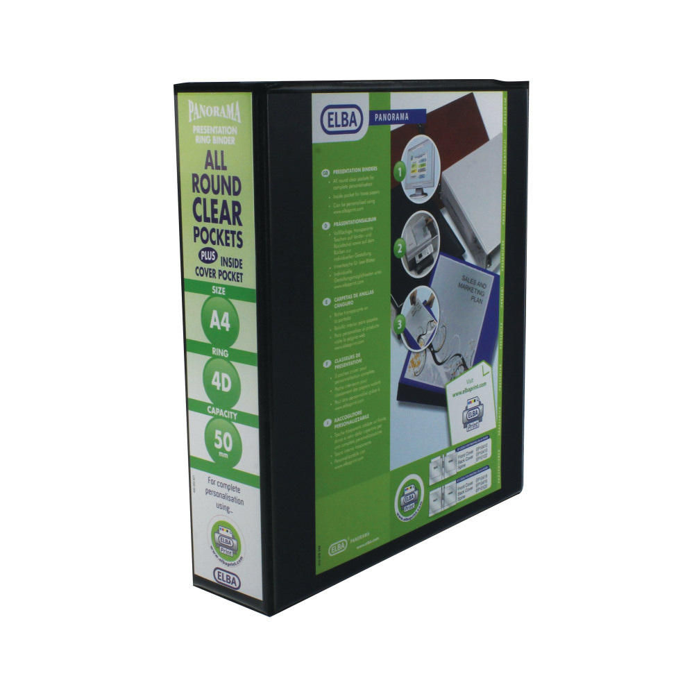 ELBA PRES RBNDR 4D 50MM A4 BLK PK4
