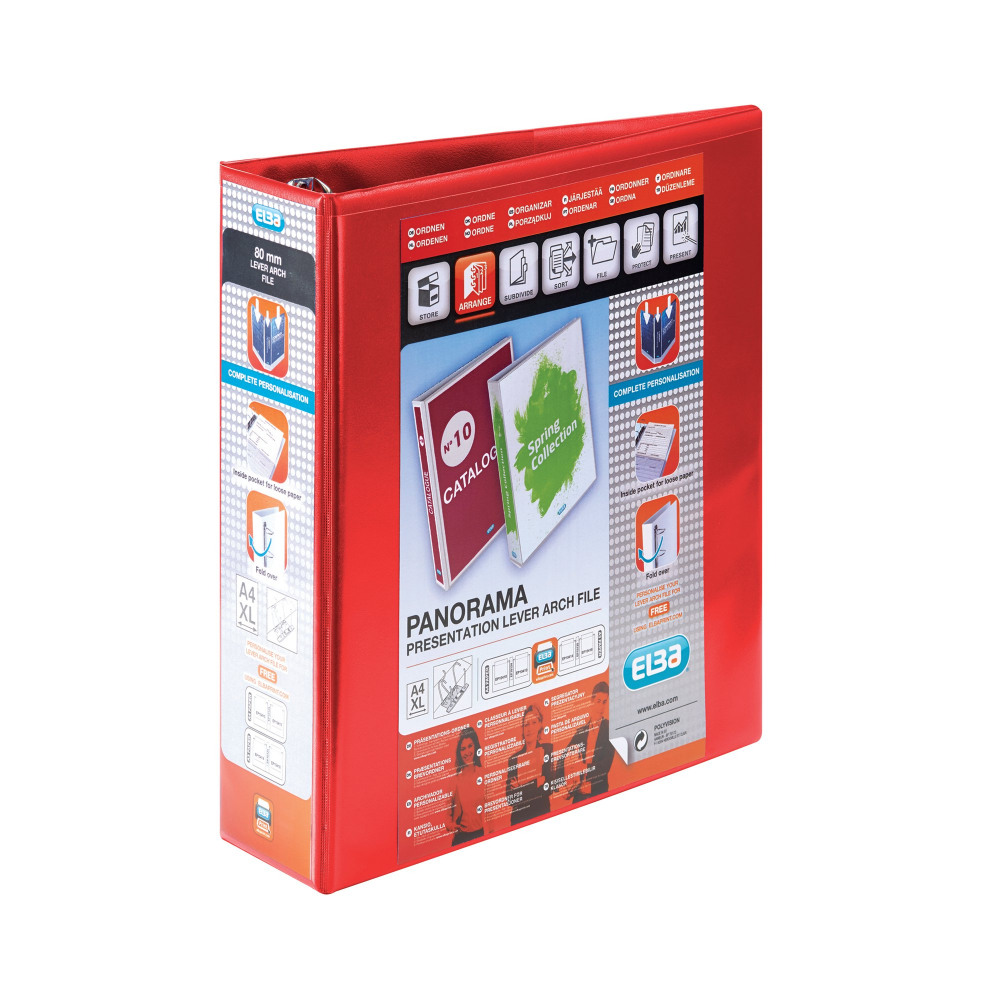 ELBA PANORAMA LEVER ARCH A4 RED PK5
