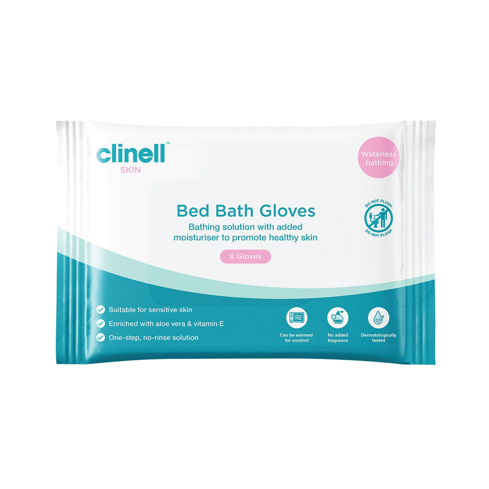 CLINELL CARELL BEDBATH GLOVES PACK 8