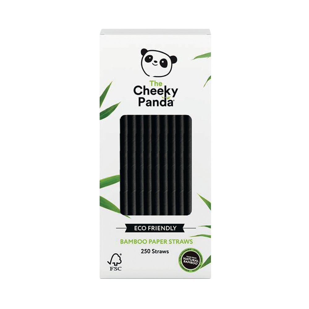 CHEEKY PANDA BAMB STRAW BLACK PK250