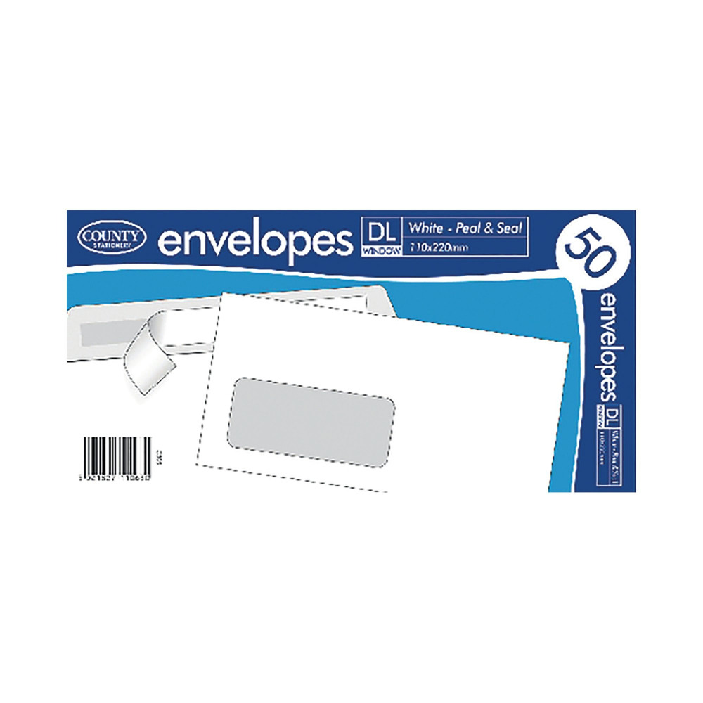 DL WINDOW PEEL/SEAL ENV X50 WHT PK20
