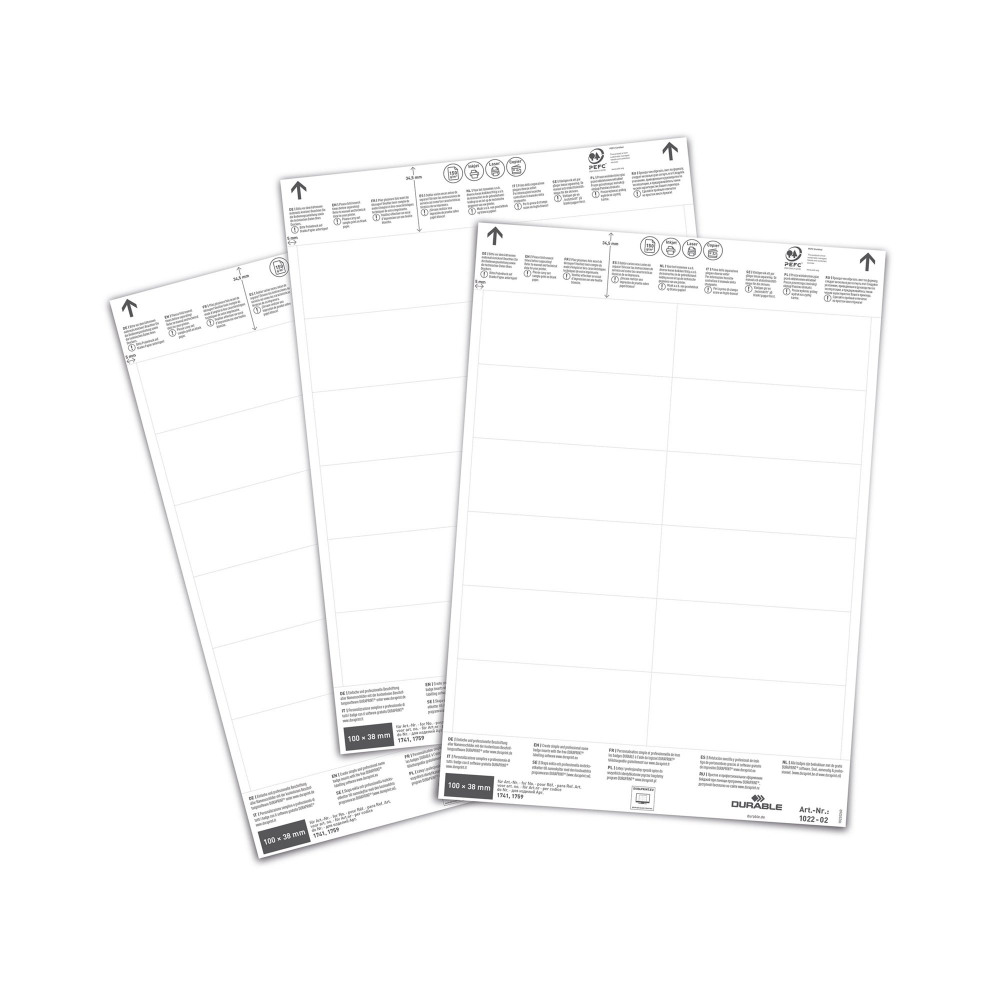 DURABLE INSERT SHEETS 100X38MM PK240