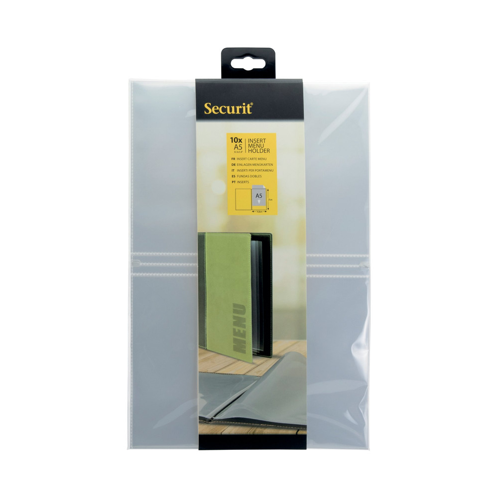 SECURIT A5 MENU BK CVR INSERTS PK10