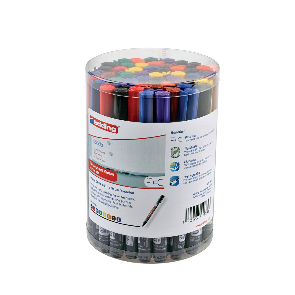 EDDING 361 DRYWIPE MARKER AST PK50