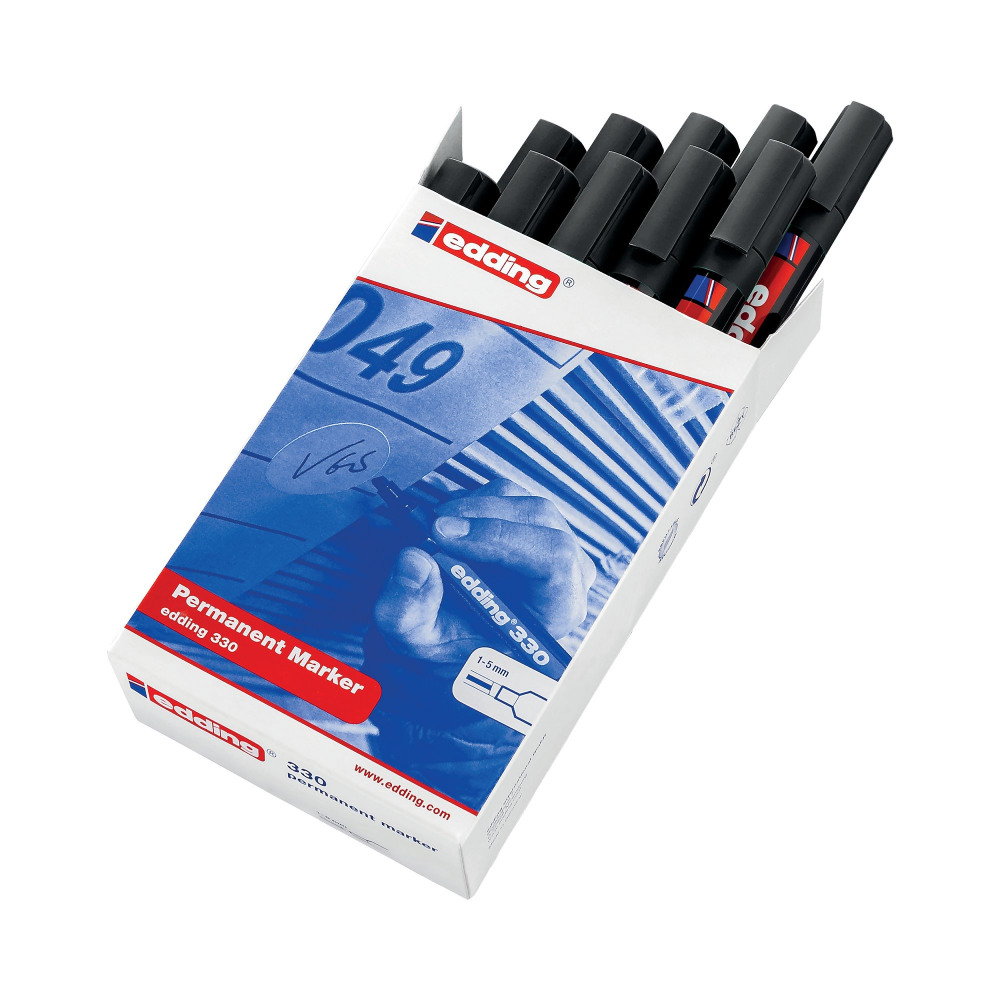 EDDING MARKER CHISEL BLACK 330 PK10