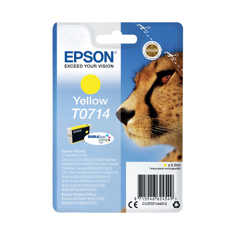EPSON T0714 INK CART DURABRITE YLW