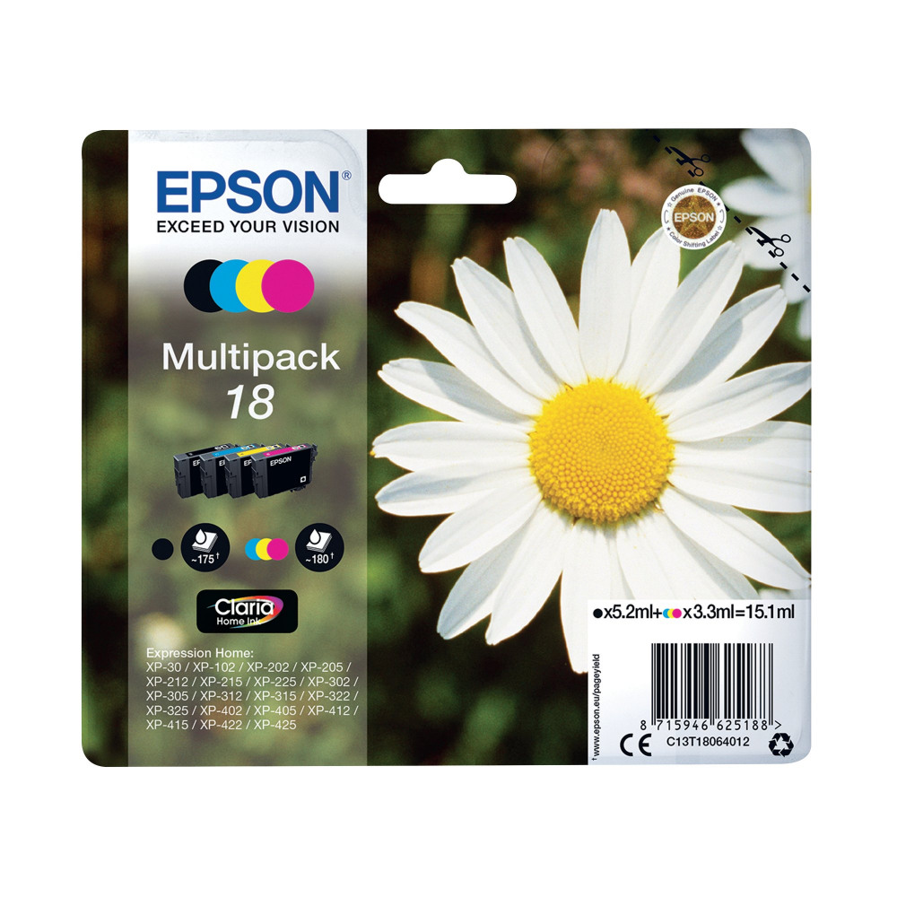 EPSON 18 INK CART CLARIA MLTIPK CMYK