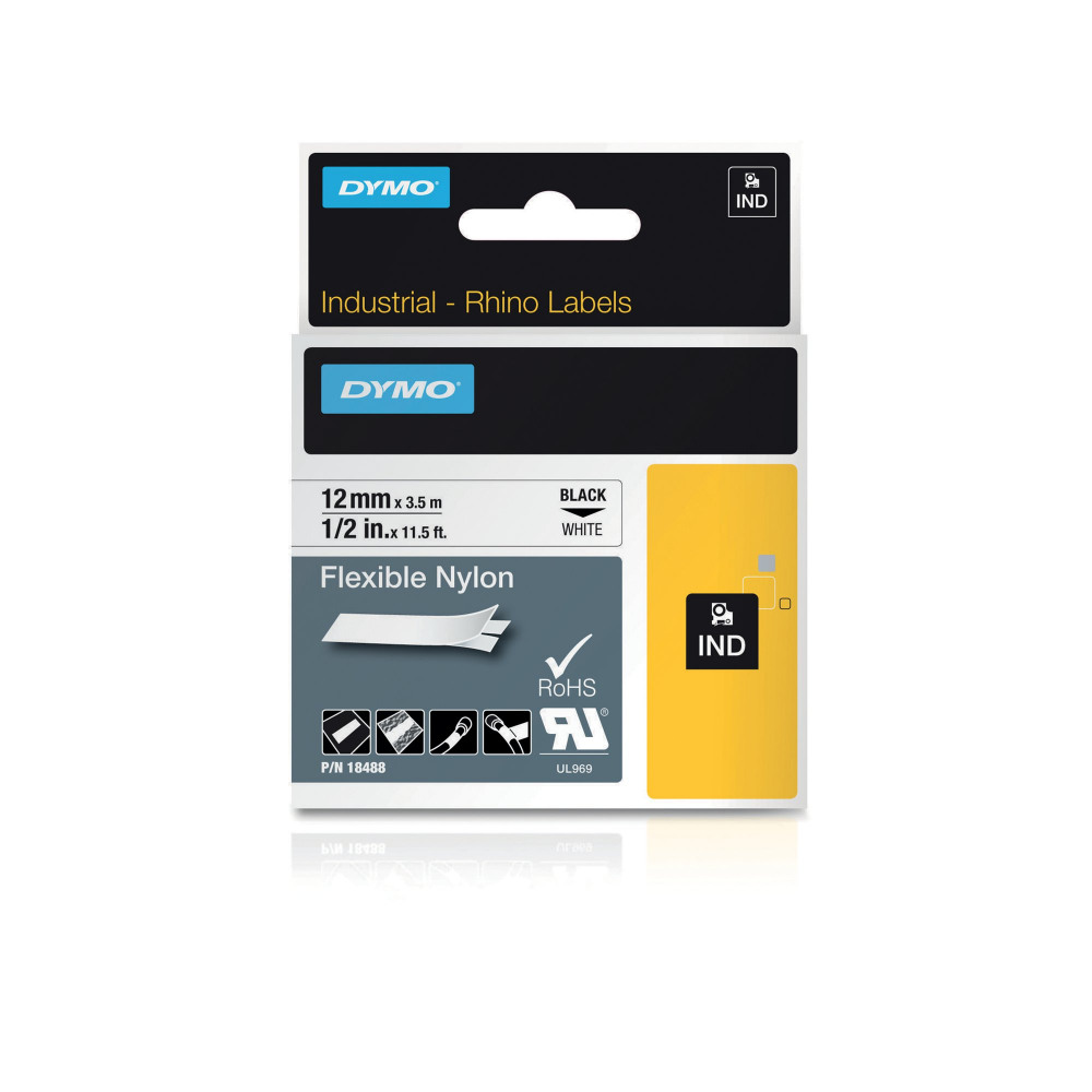 DYMO RHINO NYLON TAPE 12MM BLK/WHT