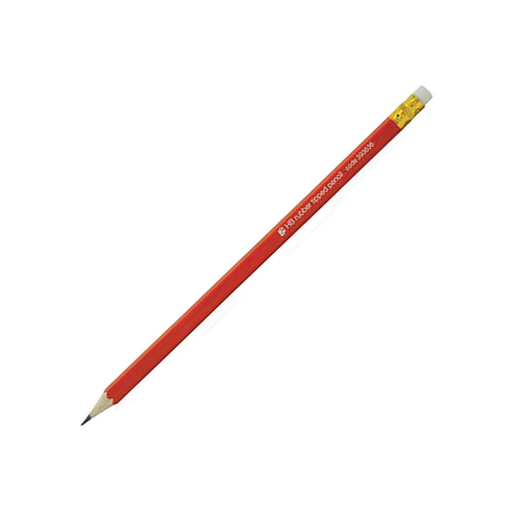 PENCIL + ERASER HB RED BARREL PK12