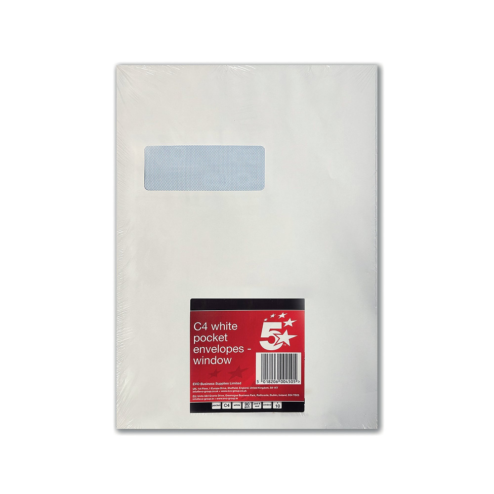 5 STAR C4 ENV WINDOW 90GSM WHT PK10