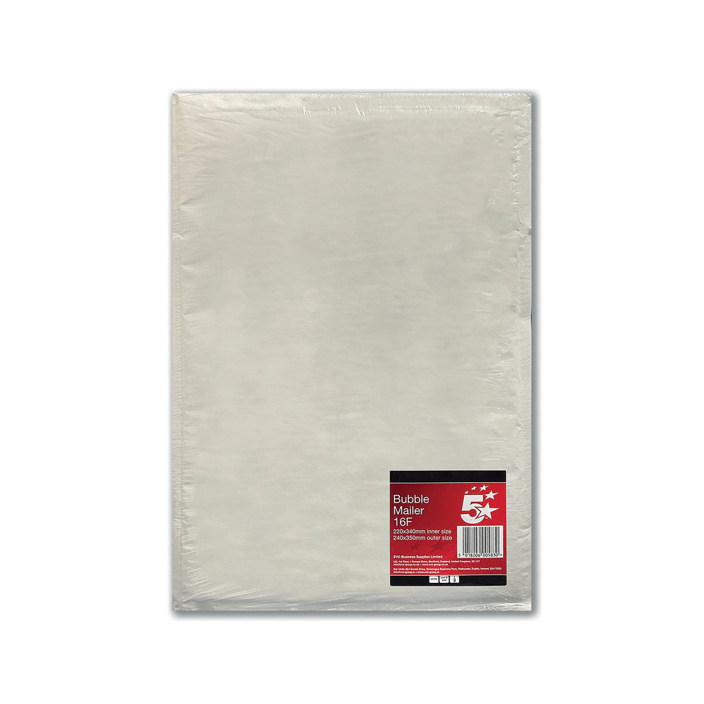 5 STAR BUBBLE MAILER 16F 220X340 PK3