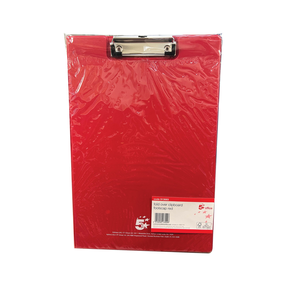 FOLD-OVER CLIPBOARD FRONT PKT FC RED