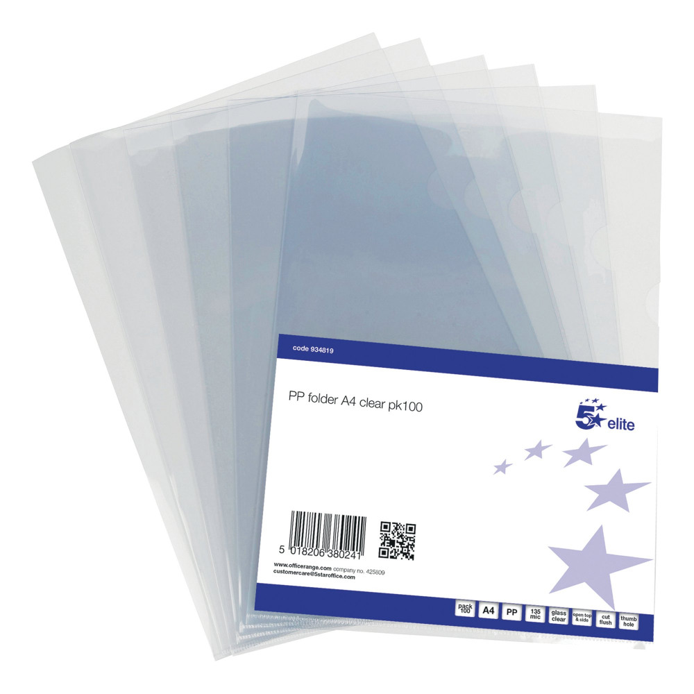 ELITE FOLDER CUT FLUSH PVC A4 PK100
