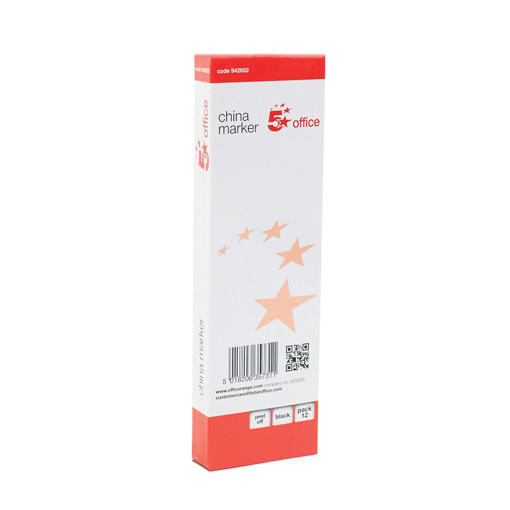 CHINA GRAPH PENCIL 4MM COLM BLK PK12