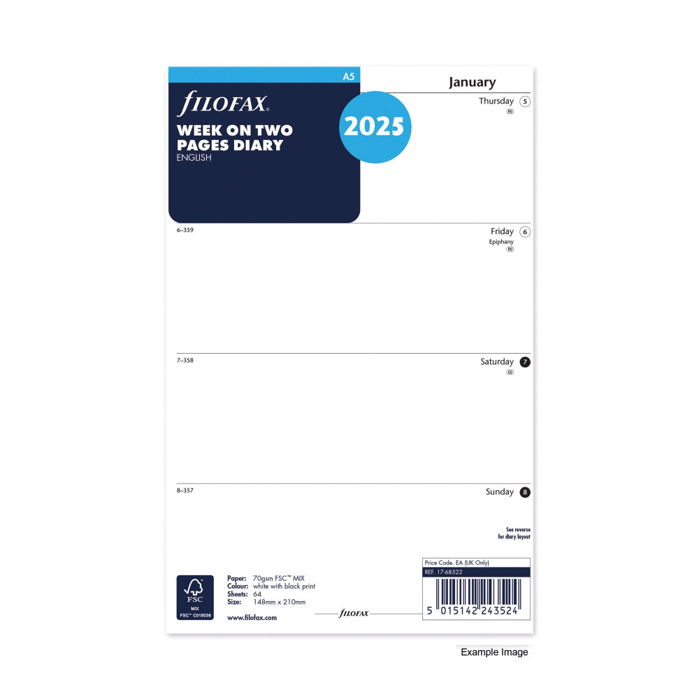 FILOFAX REFILL WEEK TO VIEW A5 2025