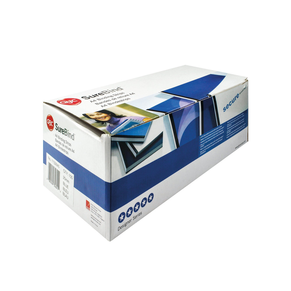 GBC SUREBIND A4 25MM STRIP BLU PK100