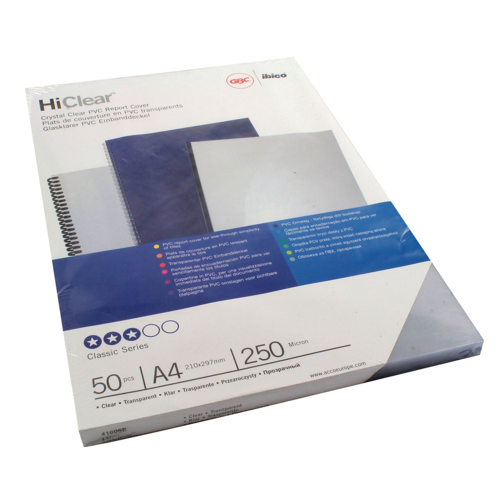 GBC HICLEAR A4 BIND COVR 250MIC PK50