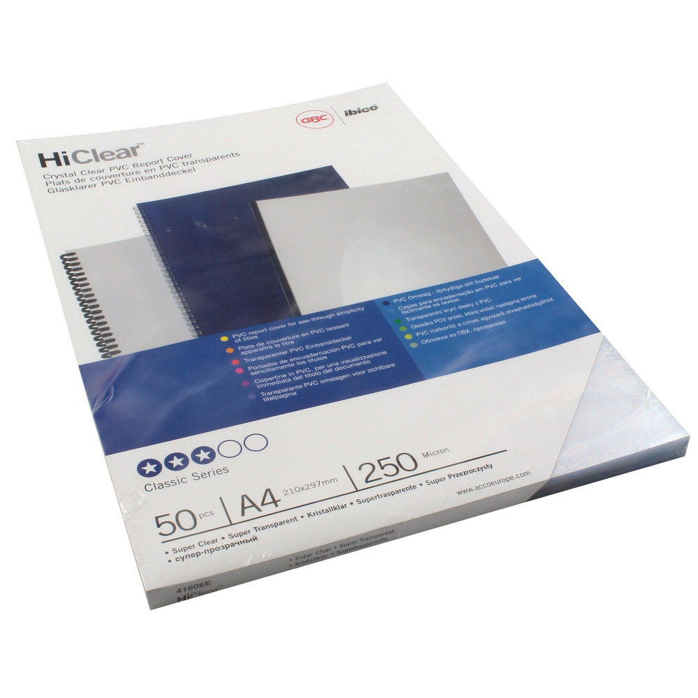GBC HICLEAR BIND CVR 250 SUP/CLR P50