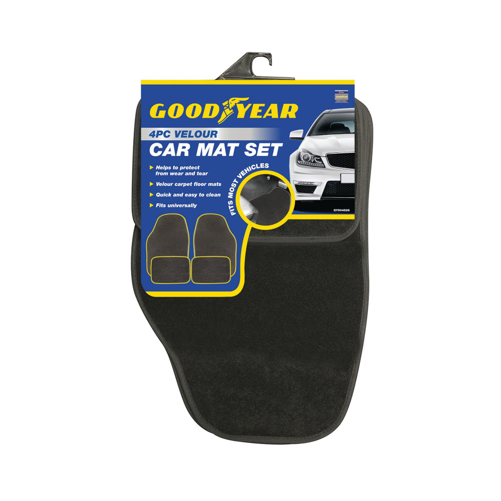 GOODYEAR 4 PIECE CAR MAT SET BLACK