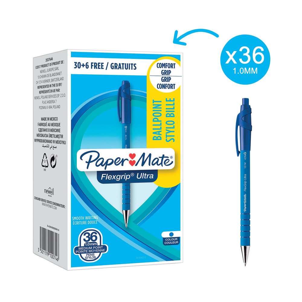 PAPERMATE FLEXGRIP RETRACT BLUE PK36