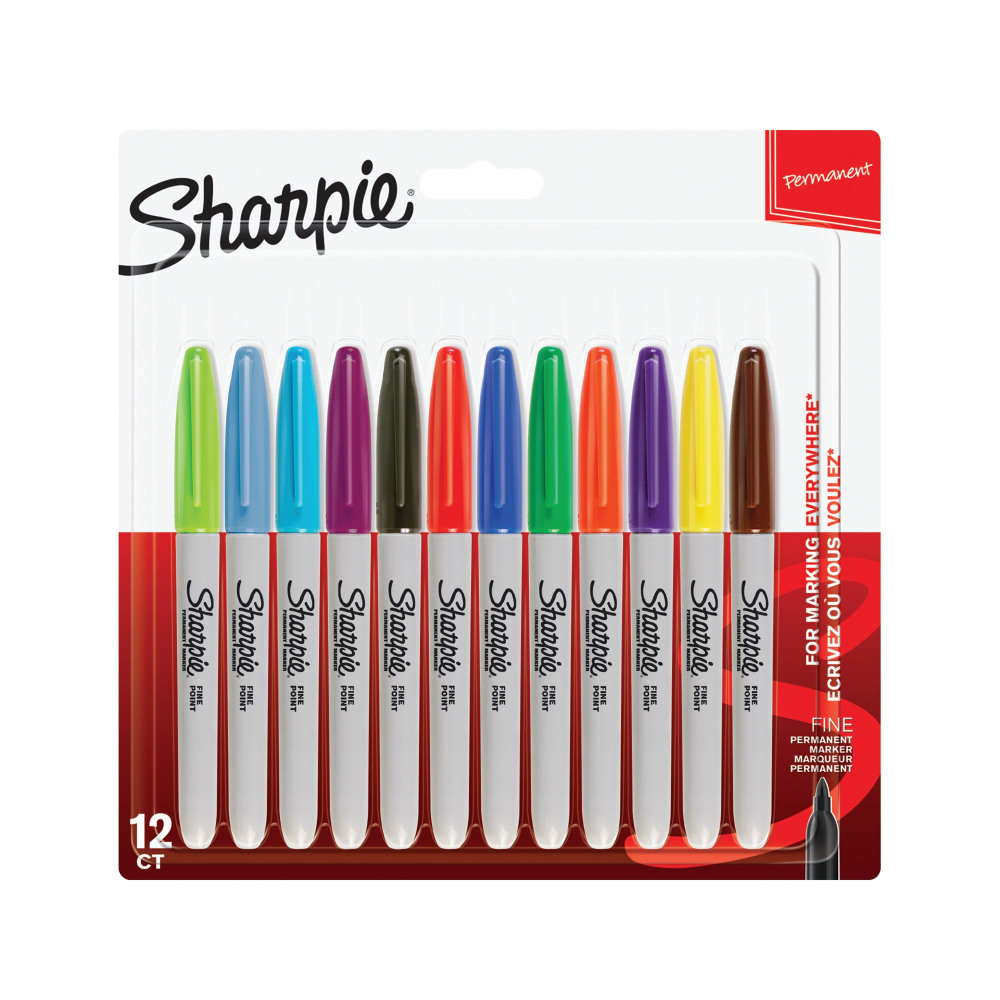 SHARPIE PERM MARKER FINE AST PK12