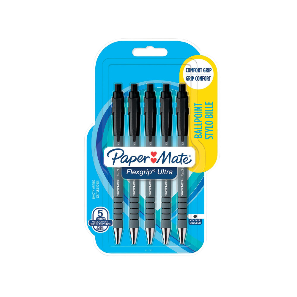 PAPERMATE FLEXGRIP BALLPEN BLK PK5