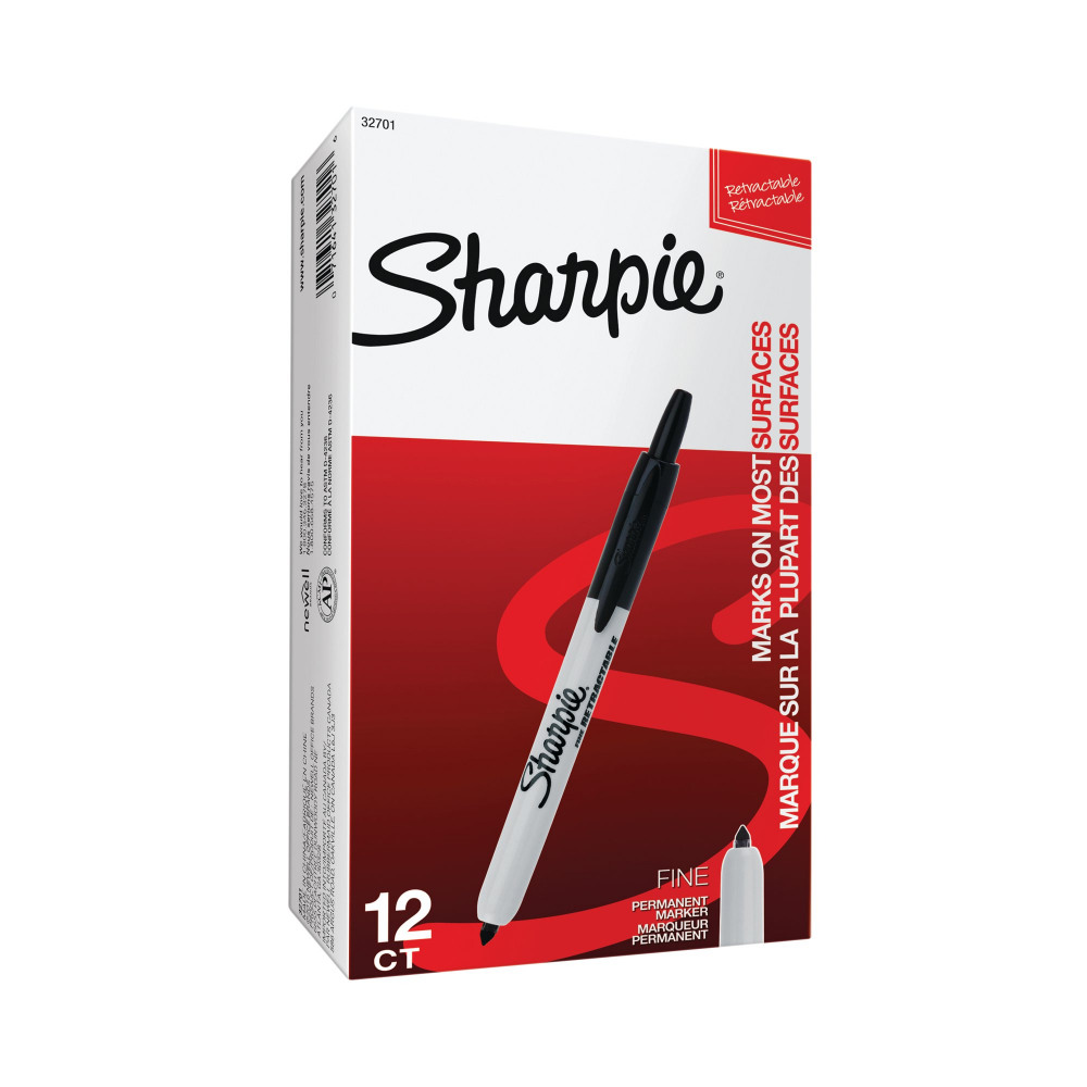 SHARPIE RETRACTABLE MARKER BLK PK12