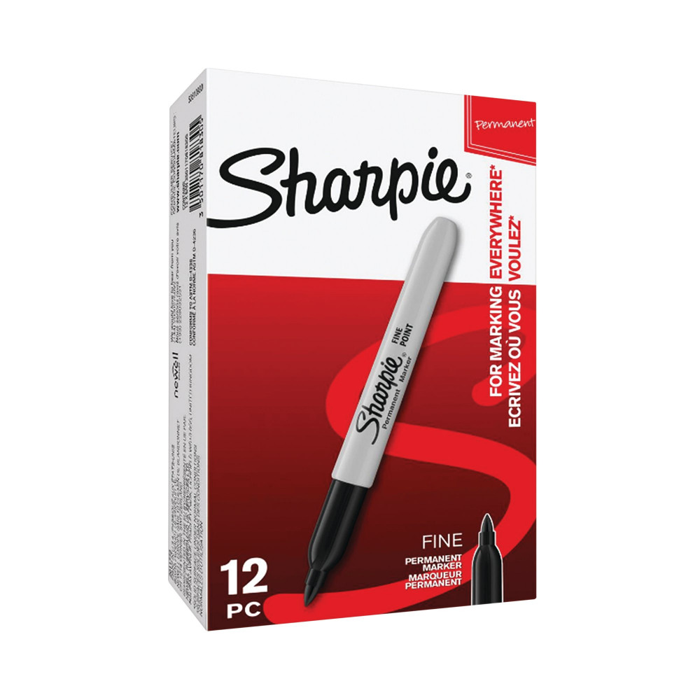 SHARPIE PERMNT MARKER FINE BLK PK12