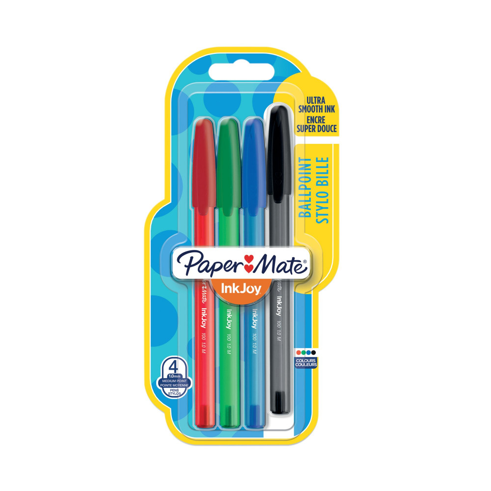 PAPERMATE INKJOY 100 CAP MED AST PK4