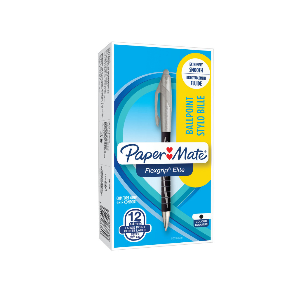 PAPERMATE FLEXGRIP RTRCT MED BLK P12