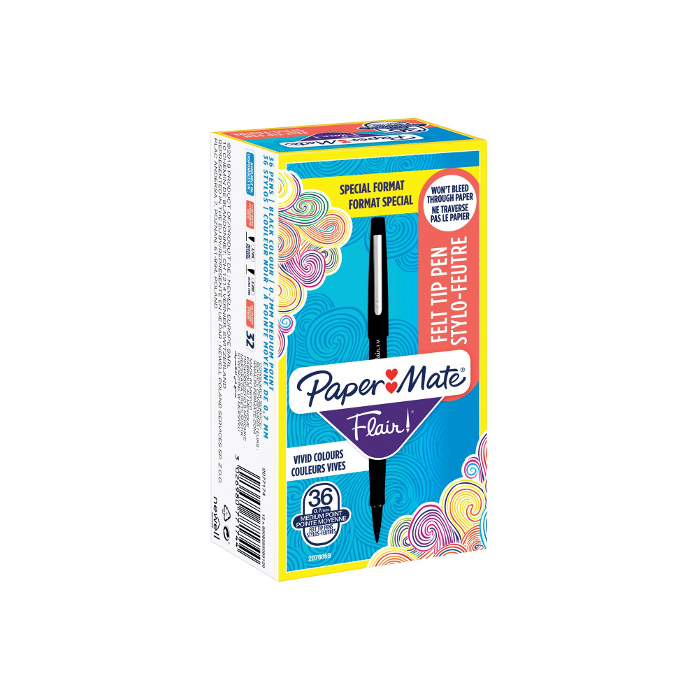 PAPERMATE FLAIR FELT PEN BLACK PK36